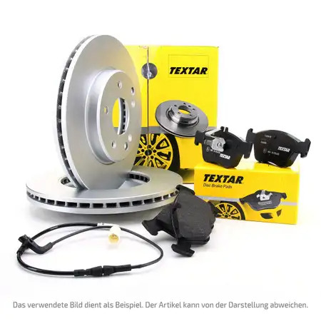 TEXTAR Bremsscheiben + Bel&auml;ge + Sensor f&uuml;r FORD Tourneo Cutom / Transit V362 V363 vone