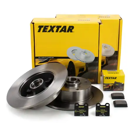 TEXTAR Bremsscheiben + Radnabe + Bremsbel&auml;ge f&uuml;r VW K&auml;fer 08.1971-07.1972 vorne