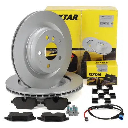 TEXTAR Brake Discs + Pads Sensor for BMW Active Tourer 220/23i, 225/30e, 218/23d (Rear)