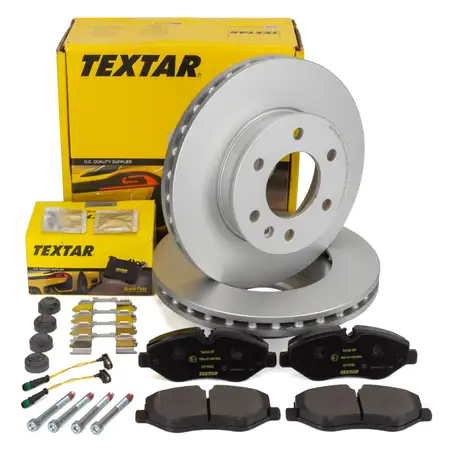 TEXTAR Brake Discs + Pads + Sensor for MERCEDES Sprinter 906, 907, 910 and VW Crafter (front)