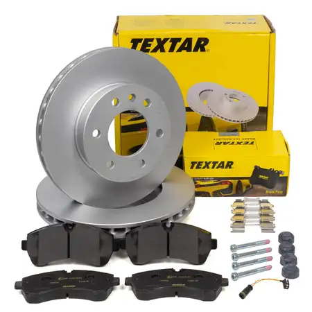TEXTAR Bremsscheiben + Bel&auml;ge + Sensor f&uuml;r MERCEDES Sprinter 906 910 VW Crafter 2E/F vorne