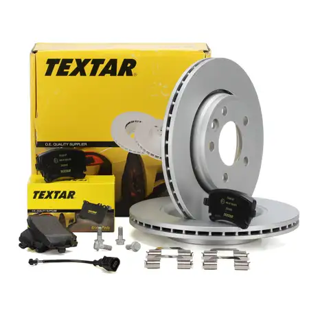 TEXTAR Bremsscheiben + Bel&auml;ge + Wako f&uuml;r VW Multivan Transporter T5 T6 2E3/2E4 hinten