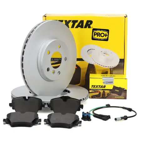 TEXTAR Bremsscheiben + Bel&auml;ge + Sensor f&uuml;r BMW F40 F44-46 X1 F48 X2 ohne M-Technik vorne