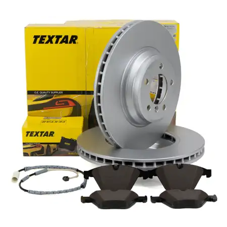 TEXTAR Bremsscheiben + Bel&auml;ge + Sensor f&uuml;r BMW 3er E90 E91 E92 335xi X1 E84 03.2010 vorne