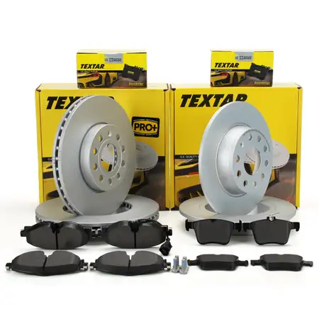 TEXTAR Bremsscheiben + Bel&auml;ge + Wako f&uuml;r VW Golf 7 T-Roc AUDI A3 8V Q2 GA vorne + hinten