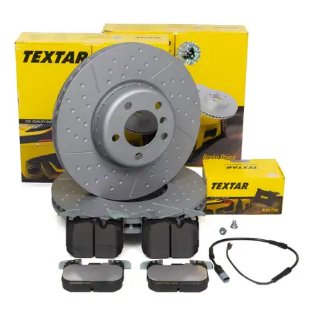 TEXTAR Bremsscheiben + Bremsbel&auml;ge + Sensor f&uuml;r BMW F20 F21 F22 F23 F30-34 F32-36 vorne