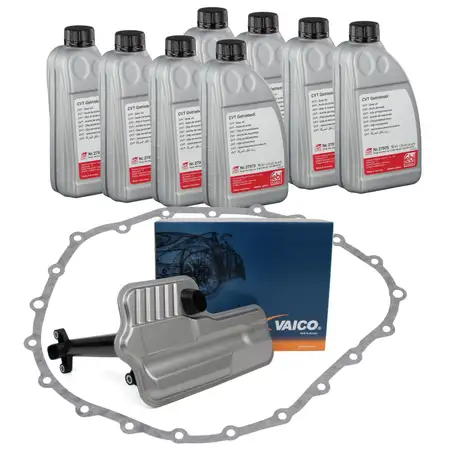 VAICO Getriebefilter + Dichtung + 8L febi Getriebe&ouml;l f&uuml;r AUDI A4 B8 A5 8T 8F A6 C7 4G 0AW