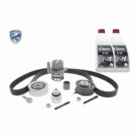 VAICO Zahnriemensatz + Wasserpumpe + 3L Frostschutz f&uuml;r VW Golf 6 Passat T5 T6 1.6/2.0 TDI
