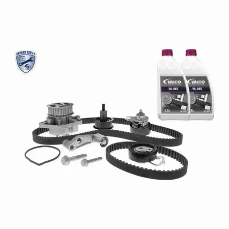 VAICO Zahnriemensatz + Wasserpumpe + 3L Frostschutz f&uuml;r VW Golf 4 5 Polo 6n 9N Lupo A2 1.4