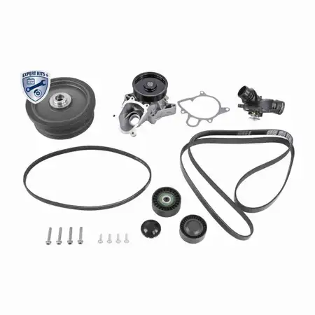 VAICO Keilrippenriemensatz + Wasserpumpe + Thermostat f&uuml;r BMW E46 E60/61 X3 E83 M47 M57