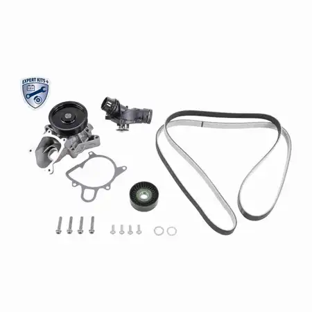 VAICO Keilrippenriemensatz + Wasserpumpe + Thermostat f&uuml;r BMW E46 E60/61 X3 E83 M47 M57