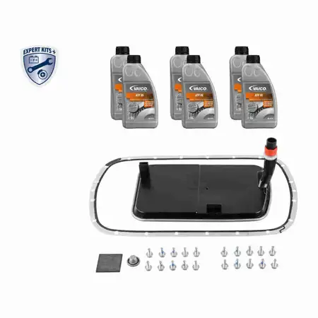 VAICO V20-2087 Getriebefilter Satz 5-Gang 5L40E A5S + 6L Getriebe&ouml;l f&uuml;r BMW X5 3.0i 3.0d