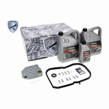 VAICO Getriebefilter Satz + 11L Getriebe&ouml;l f&uuml;r MERCEDES 4-Gang Automatik W124 W210 722.3