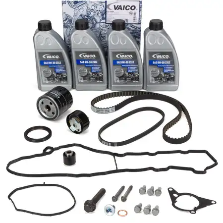 VAICO V22-0886 Zahnriemensatz + &Ouml;lfilter + 4L 0W30 Motor&ouml;l f&uuml;r PSA C3 C4 208 308 OPEL 1.2