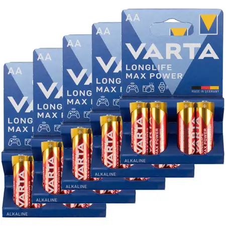 20 VARTA LONGLIFE MAX POWER AA Alkaline Batteries 4706 LR6 MN1500 1.5V