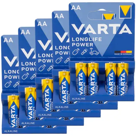 20 VARTA LONGLIFE POWER ALKALINE AA Batteries (4906, LR6, MN1500) 1.5V