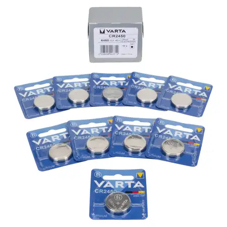 10 VARTA Lithium 3V CR2450 Button Cell Batteries (Best Before 11/2032)
