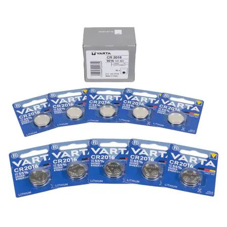 10x VARTA Lithium 3V CR2016 Knopfzelle Knopfbatterie Batterie (MHD 12.2031)