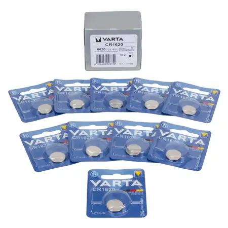10 VARTA Lithium 3V CR1620 Button Cell Batteries (Best Before 03/2032)