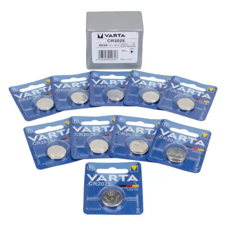 10 VARTA Lithium 3V CR2025 Button Cell Batteries (Best Before 05/2033)