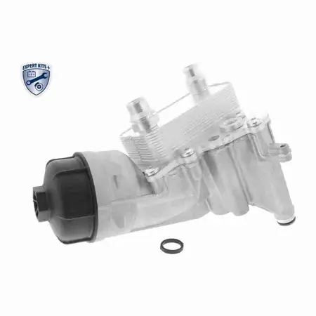 VEMO Oil Cooler + Aluminum Oil Filter Housing for Alfa Romeo Giulietta, Fiat 500L, and Doblo Combo 1.6D