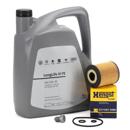 5L ORIGINAL 0W-30 Motor&ouml;l + HENGST &Ouml;lfilter f&uuml;r VW Polo 5 Ibiza 4 Fabia 2 Roomster 1.2 TDI