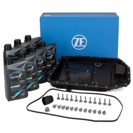 ZF Getriebe&ouml;lwanne + 7L WOLF Getriebe&ouml;l f&uuml;r BMW E81-88 E90-93 E39 E60 6HP19 6HP21