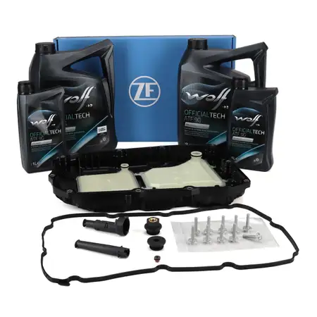 ZF Getriebe&ouml;lwanne + 12L WOLF OFFICIALTECH ATF 9G Getriebe&ouml;l f&uuml;r MERCEDES 9G-TRONIC 725