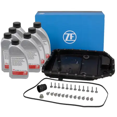 ZF Getriebe&ouml;lwanne + 7L febi Getriebe&ouml;l f&uuml;r BMW E81-88 E90-93 E39 E60/61 X1-6 6HP19 6HP21