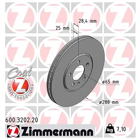 ZIMMERMANN Brake Disc Set for VW Golf 3 2.0/GL/GTI 16V, 2.8/2.9 VR6, 1.9 TDI (Front)