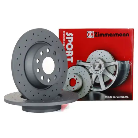 Zimmermann SPORT Brake Disc Set for VW Golf 5, 6, 7, Passat, Tiguan, Touran, A3, 8P, 8U (Rear)