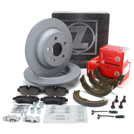 ZIMMERMANN Brake Discs + Pads + Sensor + Brake Shoes for MERCEDES V-Class Vito W447 (Rear)