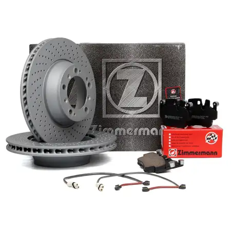 ZIMMERMANN Bremsscheiben + Bremsbel&auml;ge + Wako f&uuml;r PORSCHE 996 3.6 GT2 462/483 PS hinten
