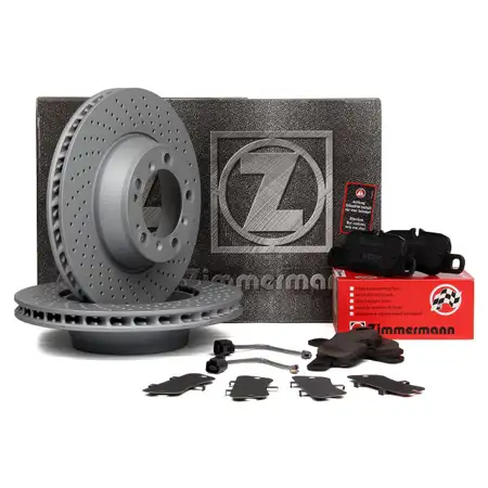 ZIMMERMANN Bremsscheiben Bel&auml;ge Sensor f&uuml;r PORSCHE 991 3.0 Carrera S bis 09.2017 hinten