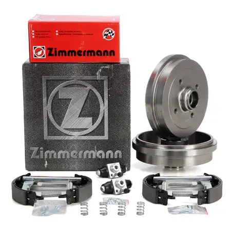 ZIMMERMANN Bremstrommeln + Bremsbacken + Radbremszylinder f&uuml;r VW Golf 1 2 Polo hinten