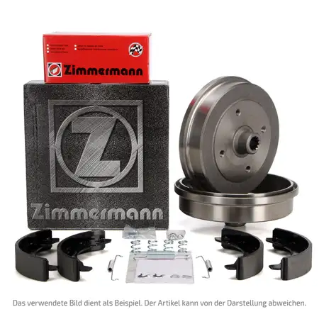 ZIMMERMANN Bremstrommeln + Bremsbacken f&uuml;r FIAT 500 312 bis 05.2010 Panda 169 hinten