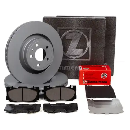 ZIMMERMANN Brake Discs + Brake Pads for FORD Mustang MK6 with reinforced front brakes