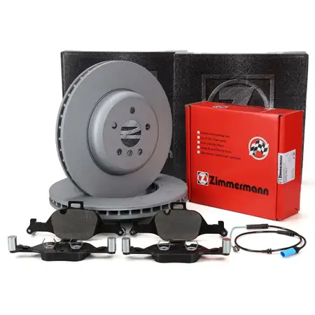 ZIMMERMANN Brake Discs + Brake Pads + Sensor for BMW 5 Series G30, G31, 6 Series G32, 7 Series G11 (Front)