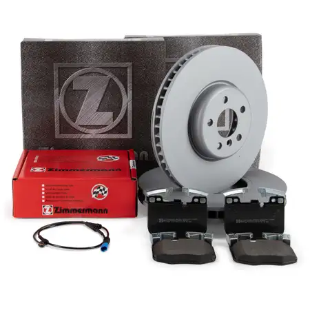ZIMMERMANN Brake Discs + Brake Pads + Sensor for BMW X5 G05 with 3rd Row of Seats (X7 Front)