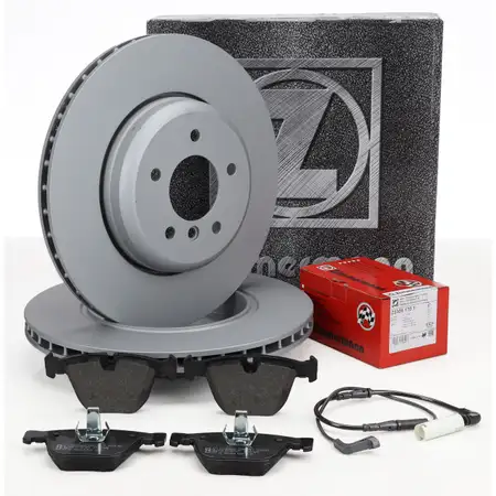 ZIMMERMANN Brake Discs + Pads + Sensor for BMW 5 Series E60 540-550i 535d and 6 Series E63 (Rear)