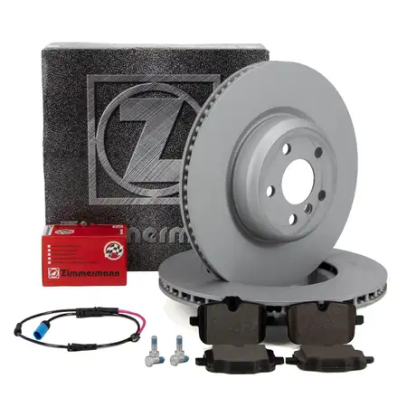 ZIMMERMANN Brake Discs + Brake Pads + Sensor for BMW 5 Series G30, G31 and 6 Series G32 (Rear)