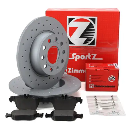 Zimmermann SPORT Brake Discs + Brake Pads for VW Golf 8, A3, 8Y, Leon, KL, Octavia 4 (Rear)