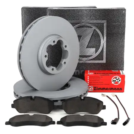ZIMMERMANN Brake Discs + Pads + Sensor for FORD Tourneo Custom/Transit V362 V363 (Front)