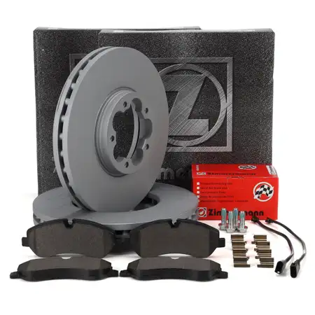 ZIMMERMANN Brake Discs + Pads + Sensor for FORD Tourneo Custom/Transit V362 V363 (Front)