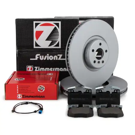 Zimmermann FORMULA F brake discs + Pads + Sensor for BMW X4 G02 xDrive M40d 326 (Front)