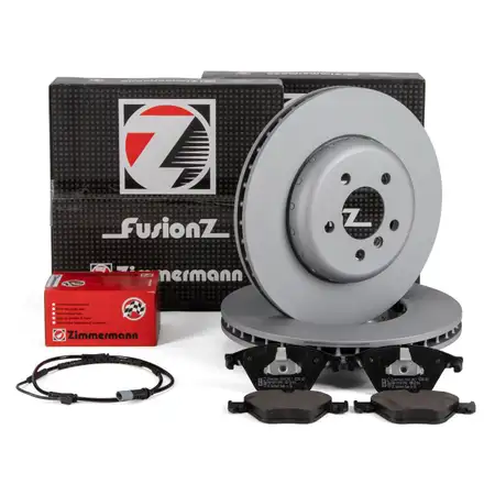 Zimmermann FORMULA F brake discs + Pads + Wako for BMW 5 Series F10 528/530i 525/530d (Front)