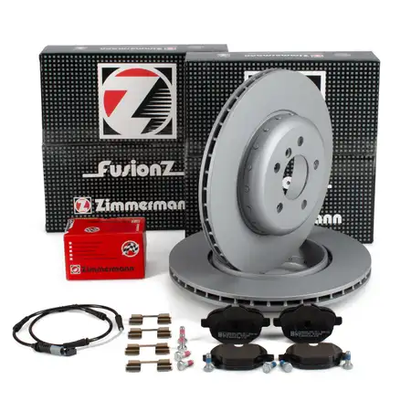 Zimmermann FORMULA F Bremsscheiben + Bel&auml;ge + Sensor f&uuml;r BMW 5er 528-535i 525d 530d hinten