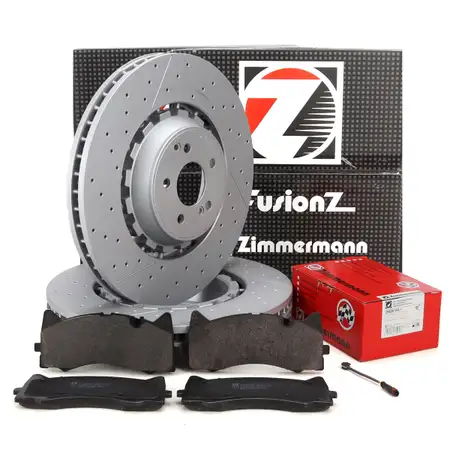 Zimmermann FORMULA Z Brake Discs + Brake Pads + Sensor for MERCEDES W205 C63 AMG (Front)