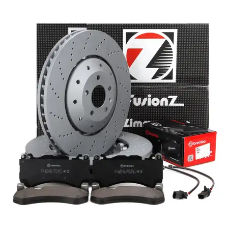 Zimmermann FORMULA Z Brake Discs + BREMBO Pads + Sensor for AUDI RS6 C6 PR-1LM (Front)