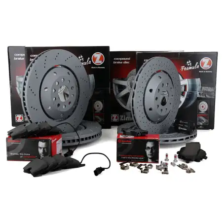 Zimmermann FORMULA Z brake discs + BREMBO brake pads for AUDI RS6 C5 (Front + Rear)